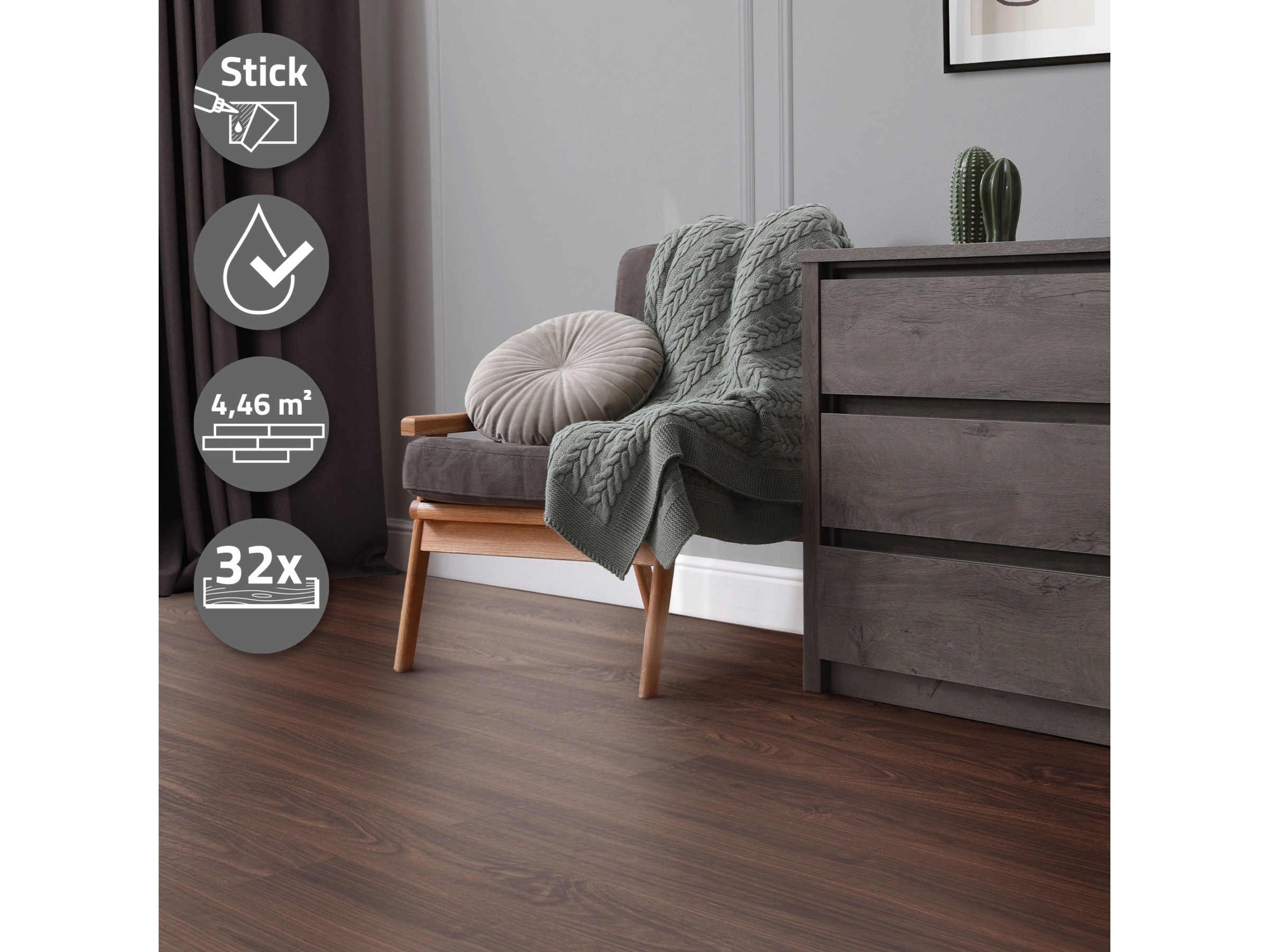 ML-Design PVC Vinylboden Selbstklebende 91,5x15,3 cm 32 Dielen Rot-Braun Nuss