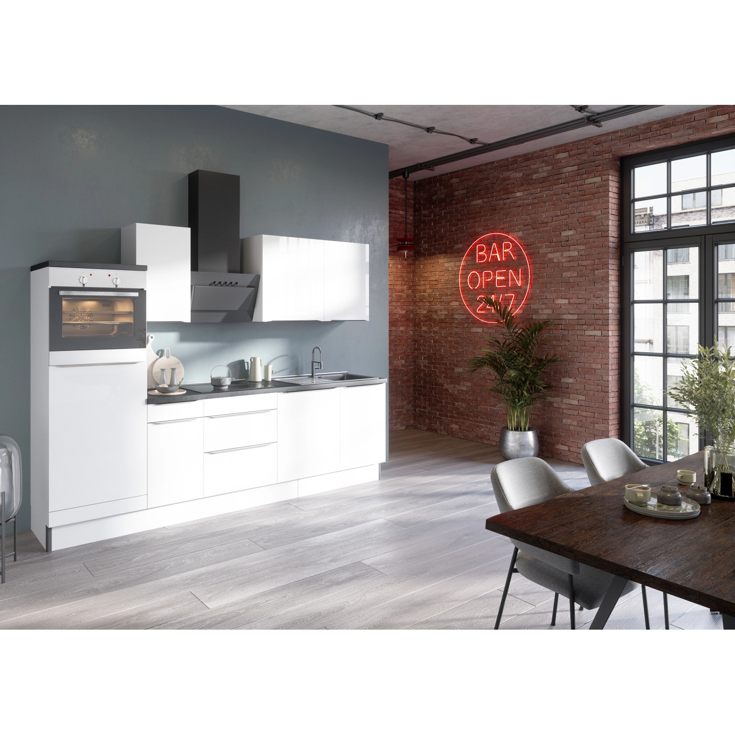 Optifit Küchenzeile/Küchenblock Optikoncept Arvid 270 cm Weiß