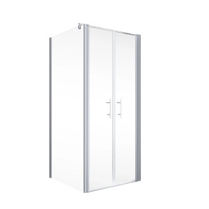 Schulte Alexa Style 2.0 Duschwand mit Pendeltür und Seitenwand, Alu-Natur, 90x80x192 cm.