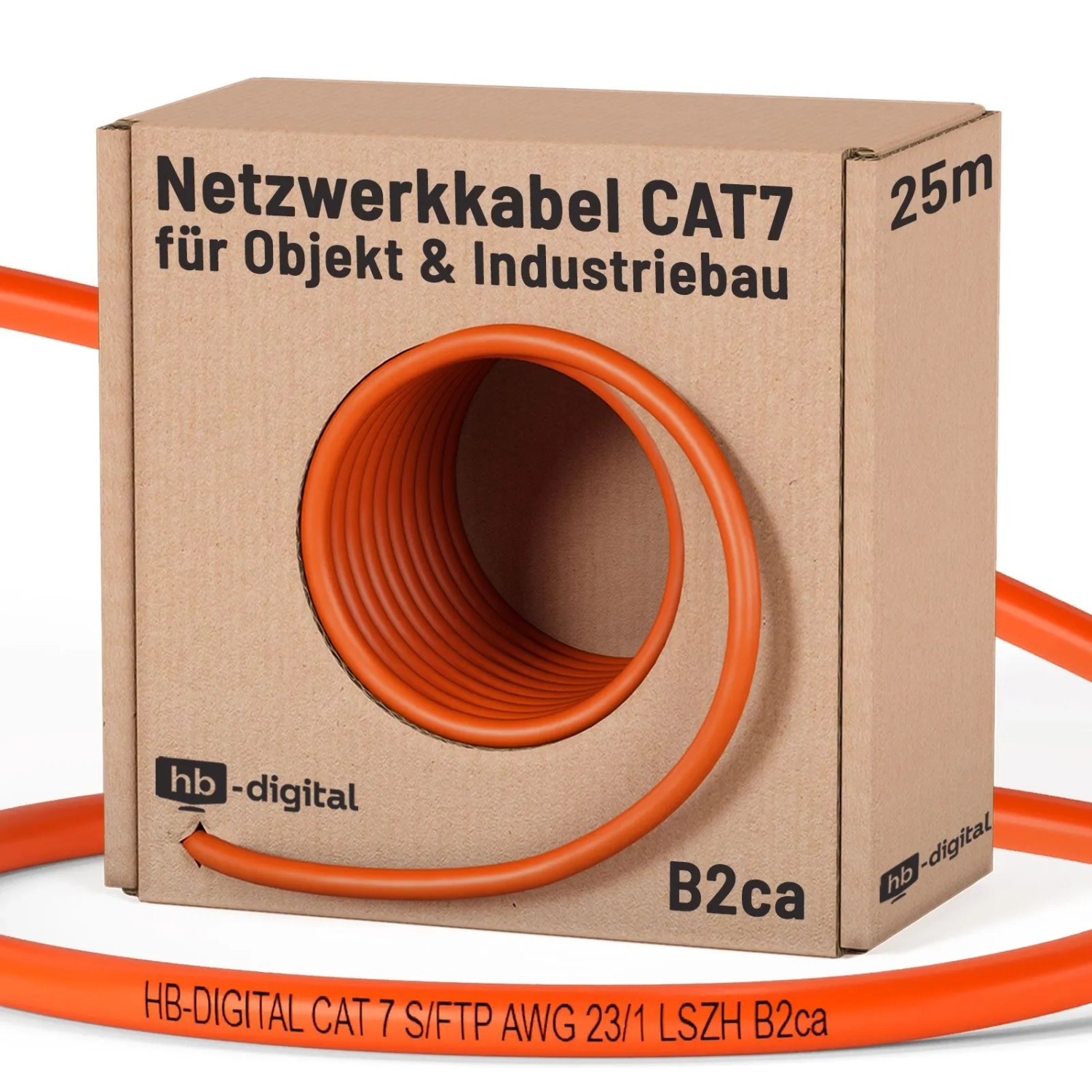 hb-digital CAT 7 Netzwerkkabel 25m PRO S/FTP PiMF AWG23/1 LSZH B2ca GHMT Zertifiziert