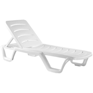 Weiße CLP Sonnenliege Bahama aus Kunststoff mit verstellbarer Rückenlehne. Gartenliege für Pool & Terrasse.