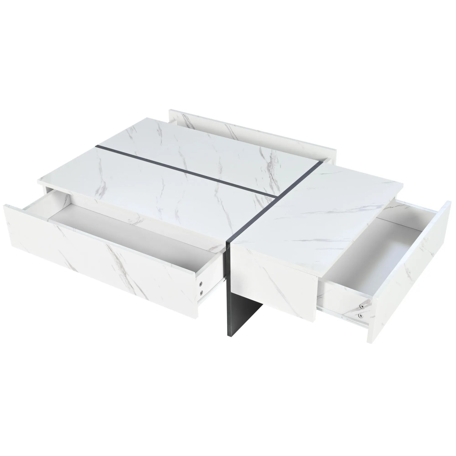 okwish Couchtisch mit LED-Beleuchtung Marmormuster Weiß 105 × 60 cm