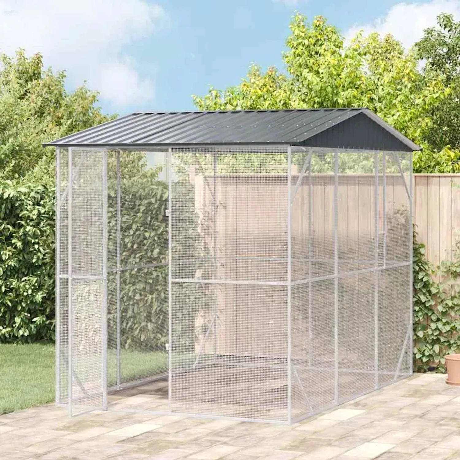 vidaXL Vogelkäfig Anthrazit 227 x 310 x 247 cm Verzinkter Stahl 3325160_2