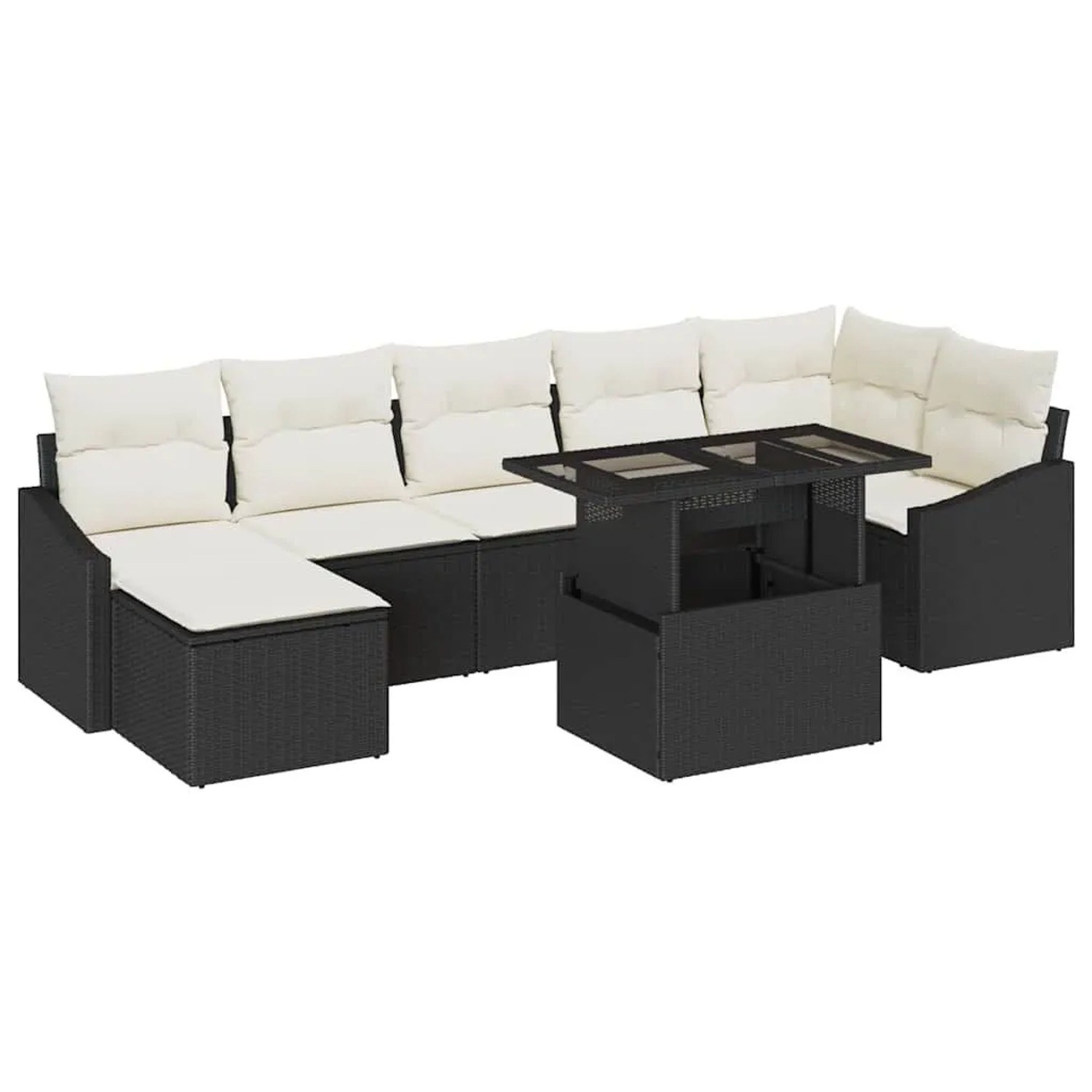vidaXL Gartensofa-set mit Kissen 8-Tlg Schwarz und Creme Poly-Rattan 334904 günstig online kaufen