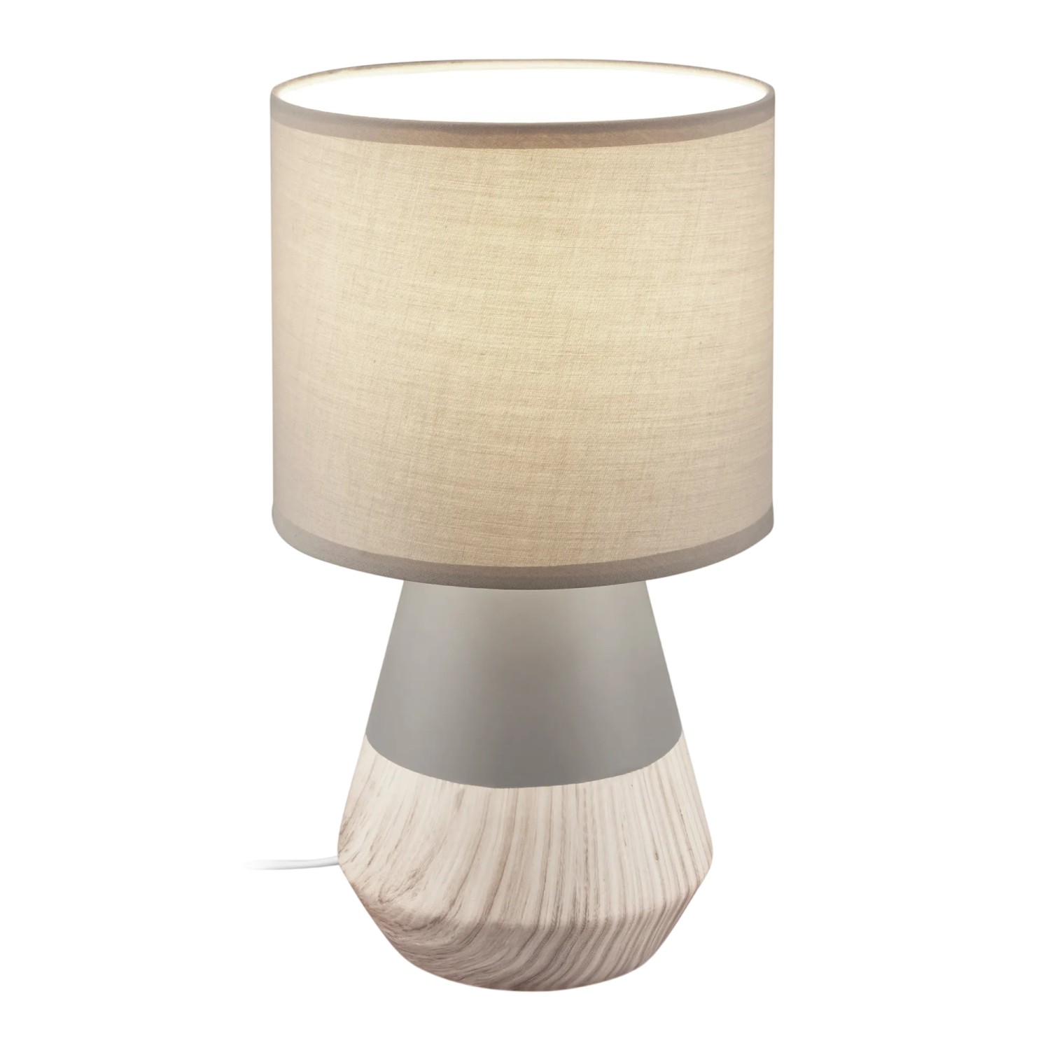Brilo Tischleuchte Linda Keramik Grau-Holzoptik Ø 18 Cm X 34 Cm