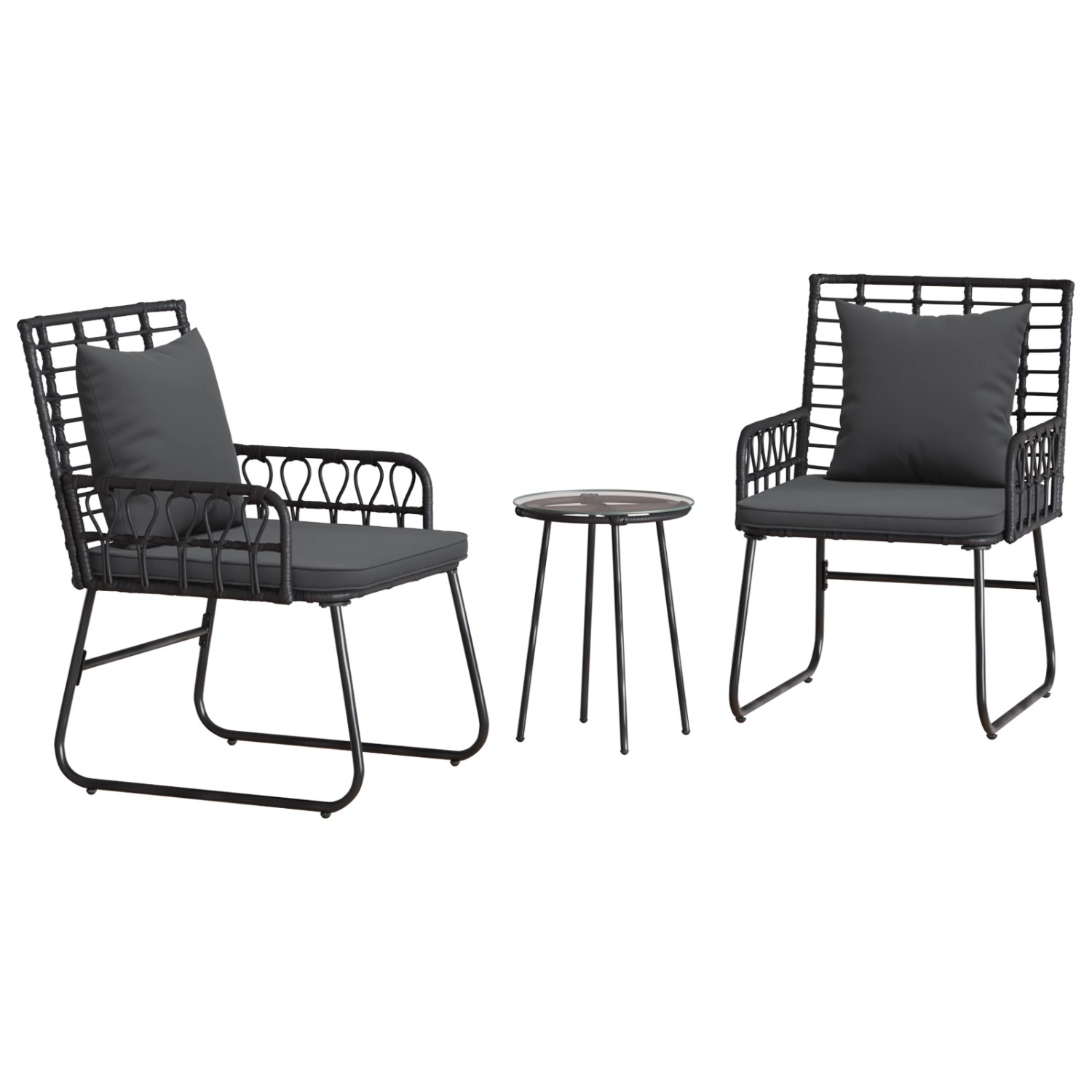 vidaXL Garten Essgruppe 3-Tlg Schwarz Anthrazit Poly Rattan Stahl 42010350 günstig online kaufen
