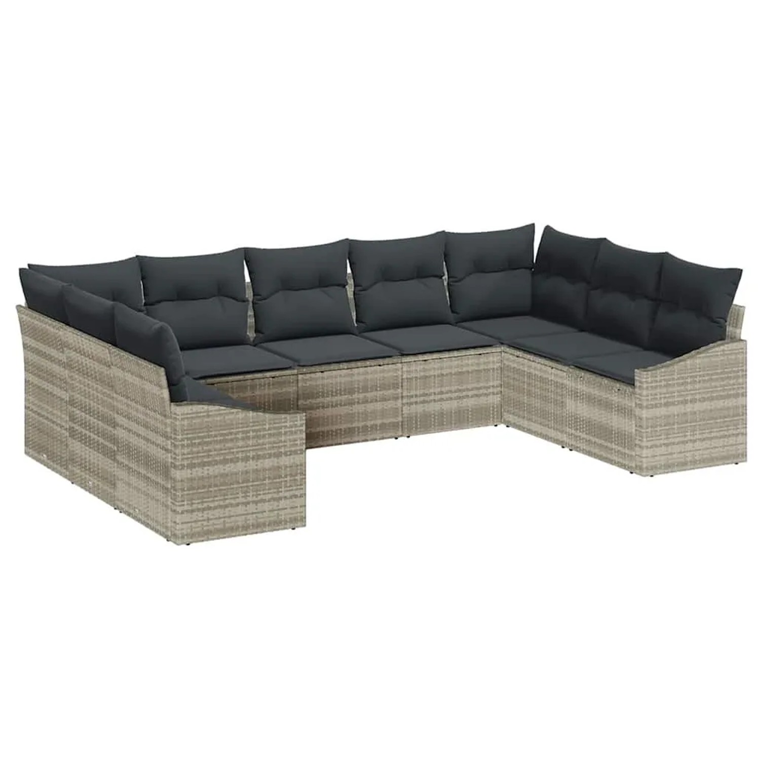 vidaXL Gartensofa-set mit Kissen 9-Tlg Hellgrau Poly-Rattan 3355551