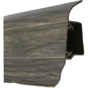 Kunststoff Sockelleiste Classic 50 Tamari, 25x50x2500 mm, mit Kabelkanal und Weichlippen.