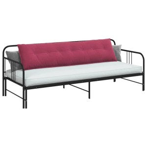 Weinrotes vidaXL Rückenkissen (200x50 cm) aus Cordstoff auf einem Sofa.