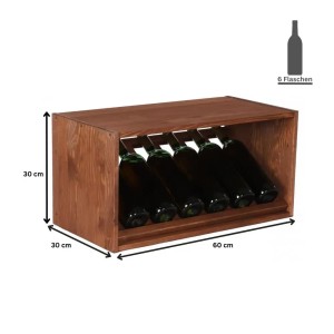 Weinregal Vincellar Mod aus Kiefernholz, geölt, für 6 Flaschen. Modulares System, braun.