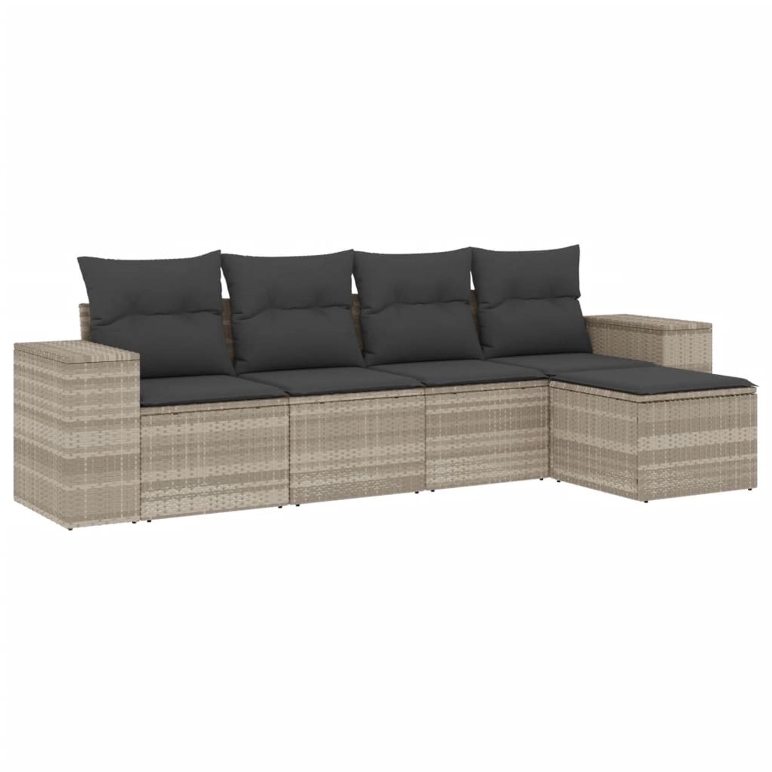 vidaXL 5-Tlg Garten-Sofagarnitur mit Kissen Hellgrau Poly Rattan 3254829 günstig online kaufen