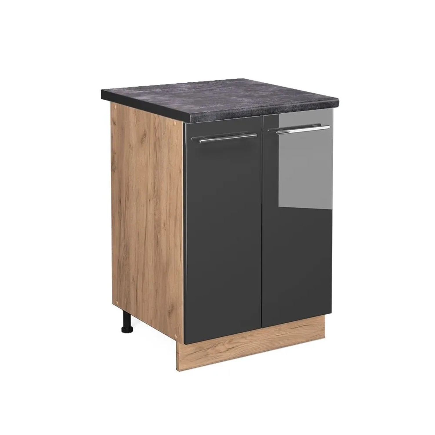 Vicco Küchenunterschrank Fame-Line Anthrazit Hochglanz Goldkraft Eiche 60 cm AP Anthrazit