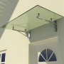 Glasvordach Elbrus Klarglas 200x90 cm mit Edelstahlhalterung am Haus montiert.