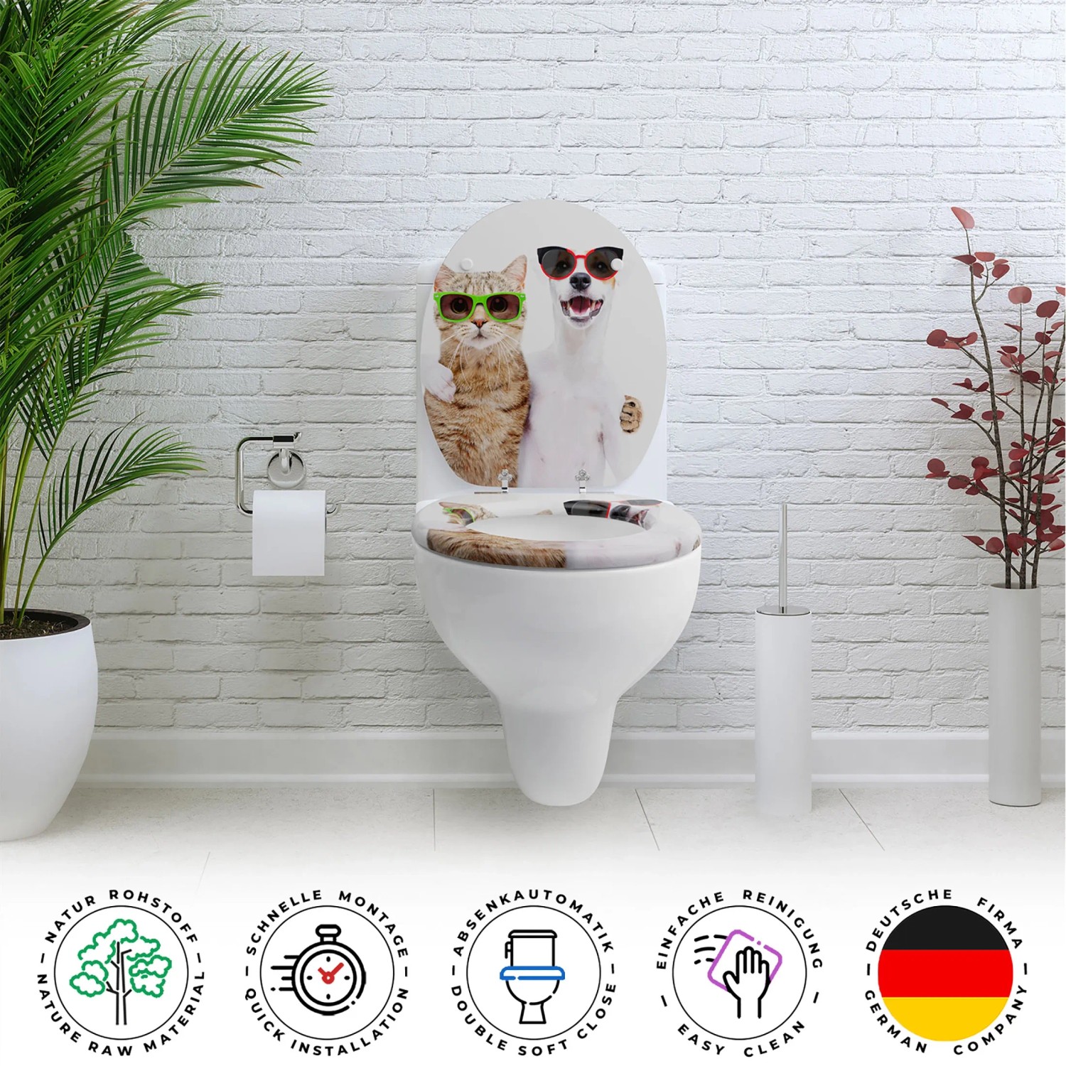 Mr. & Mrs. Panda WC-Sitz Mit Süßen Katzenmotiven – Lustiger Toilettendeckel Für Katzenfans