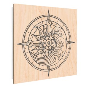 Weißer Banjado Schlüsselkasten 30x30cm mit Kompass Motiv und 50 Haken zur Wandmontage.