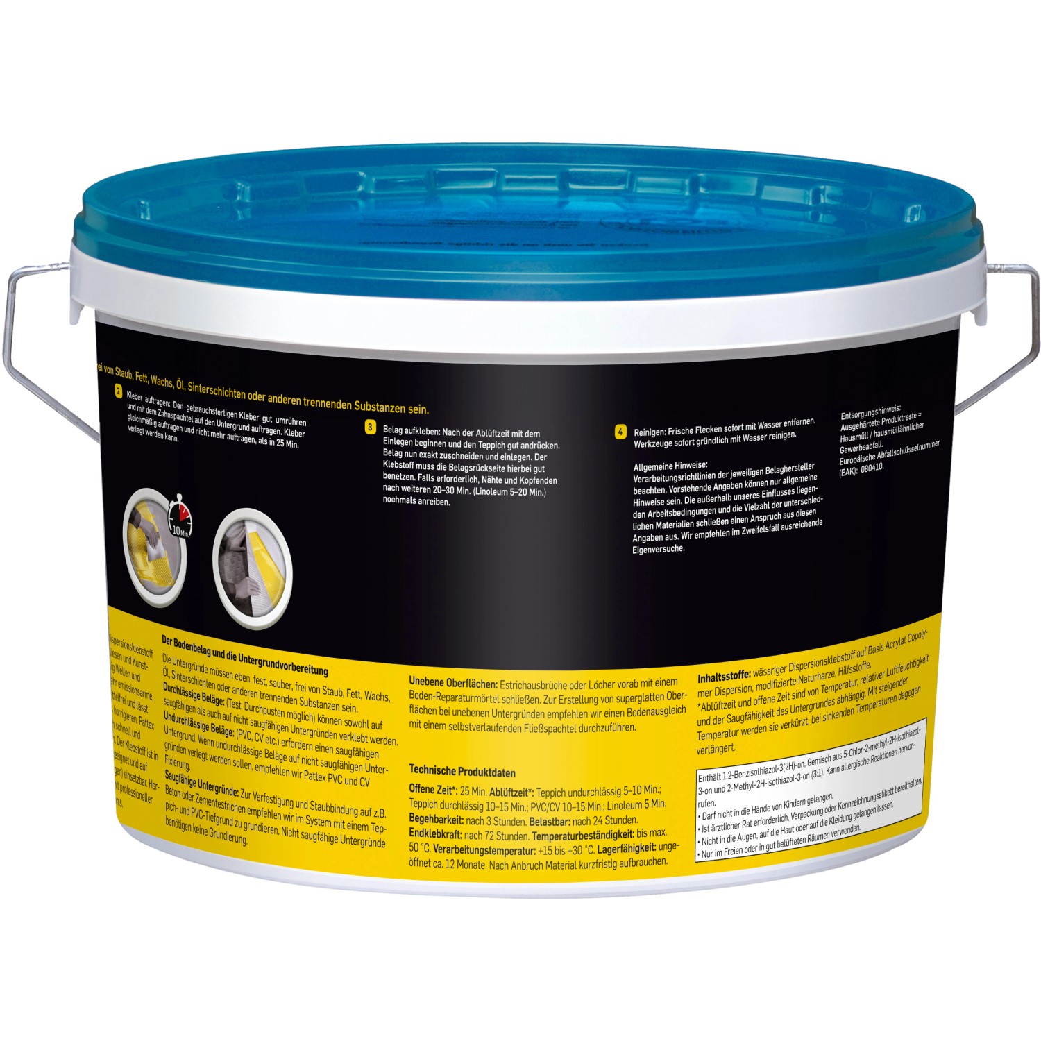 Eimer Pattex Teppichkleber Universal, 4 kg, für Teppich und PVC-Boden.