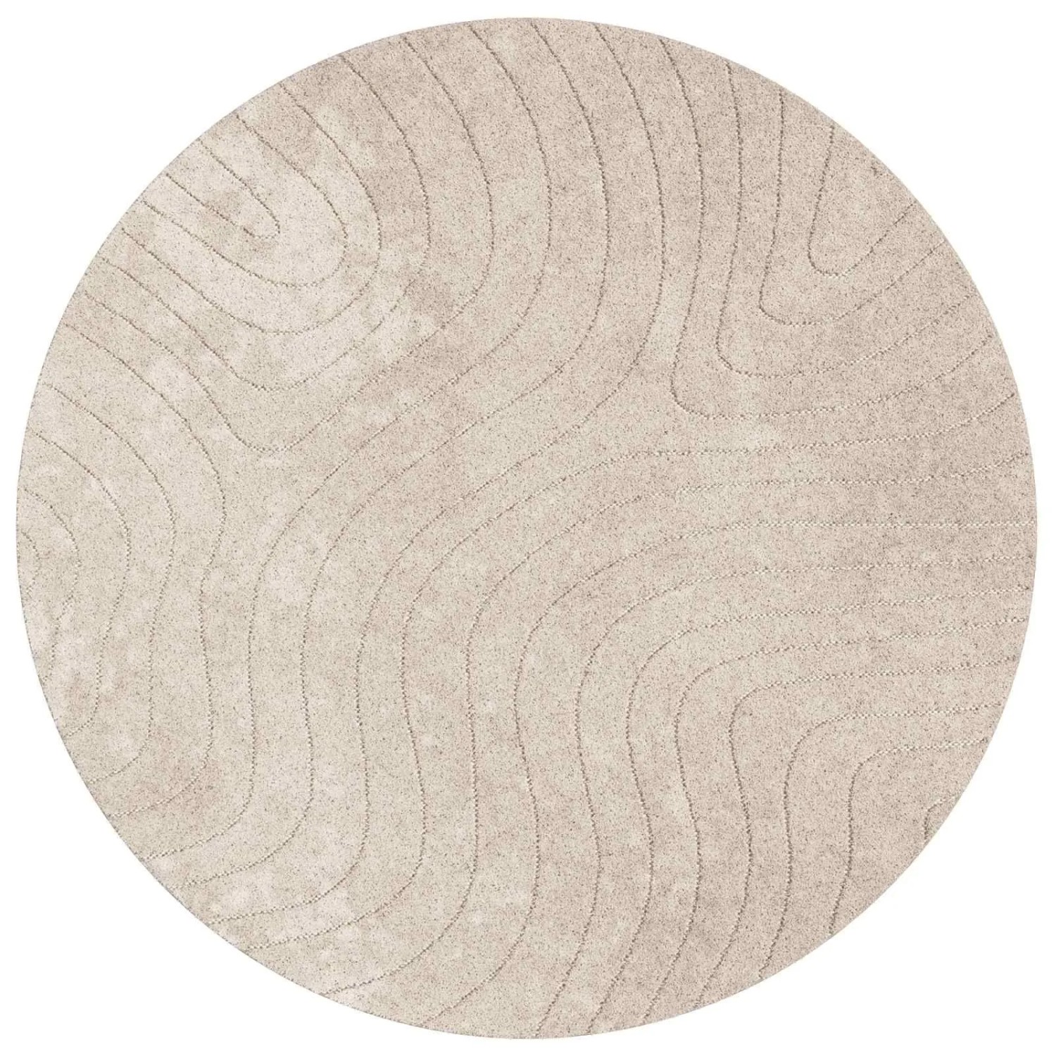 vidaXL Bereichsteppiche Rund PALMERAS Beige Ø 160 CM Polyester 42022646
