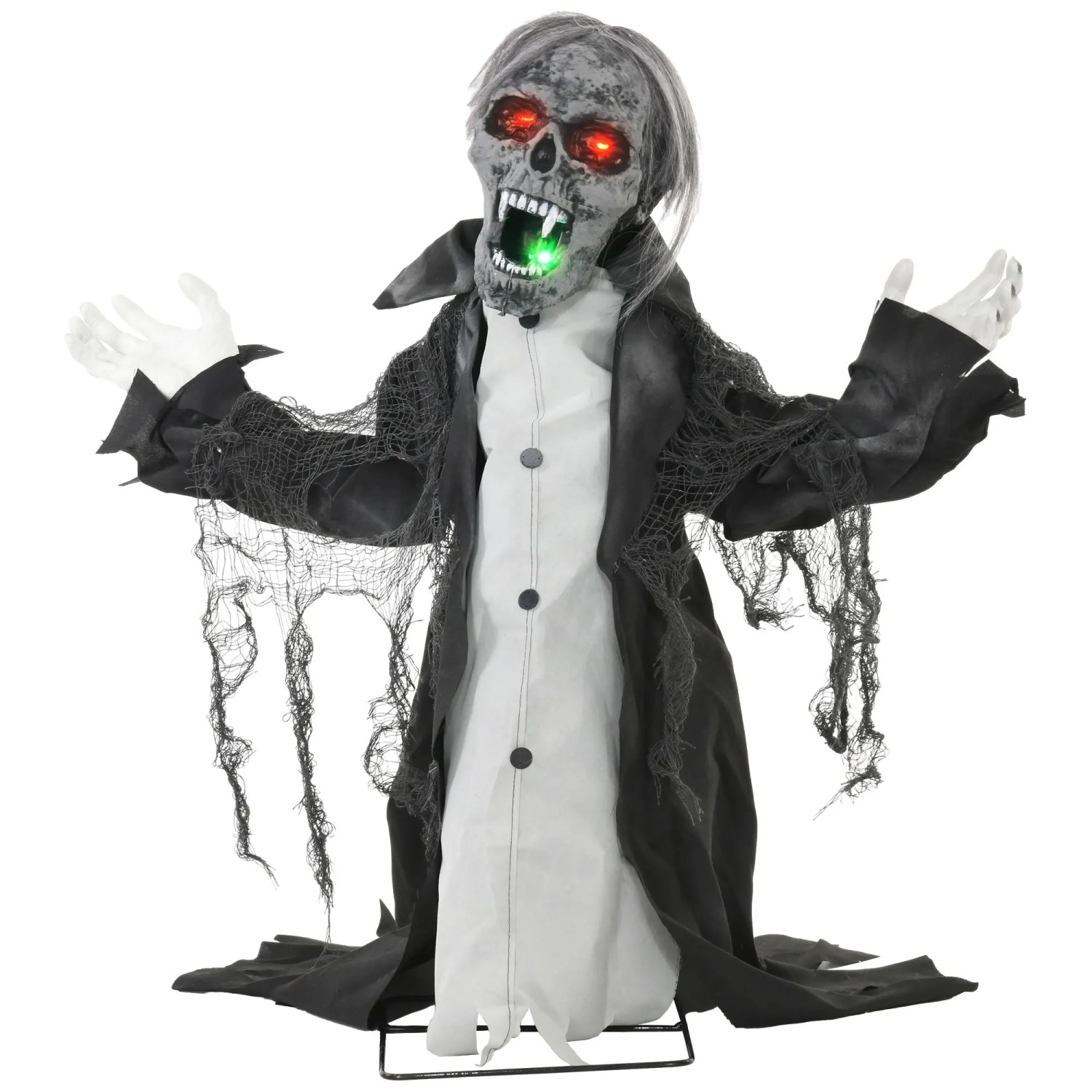HOMCOM Halloween-Dekoration Stahl Polyester 102L x 32B x 75H cm Dunkelgrau