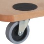Detailaufnahme Transportbrett aus MDF mit Rolle und Schutzpolster, max. 200 kg Tragkraft.