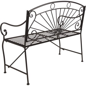 Schwarze Garden Pleasure Gartenbank Pago aus Stahl, 96x111x55 cm, mit Verzierungen.