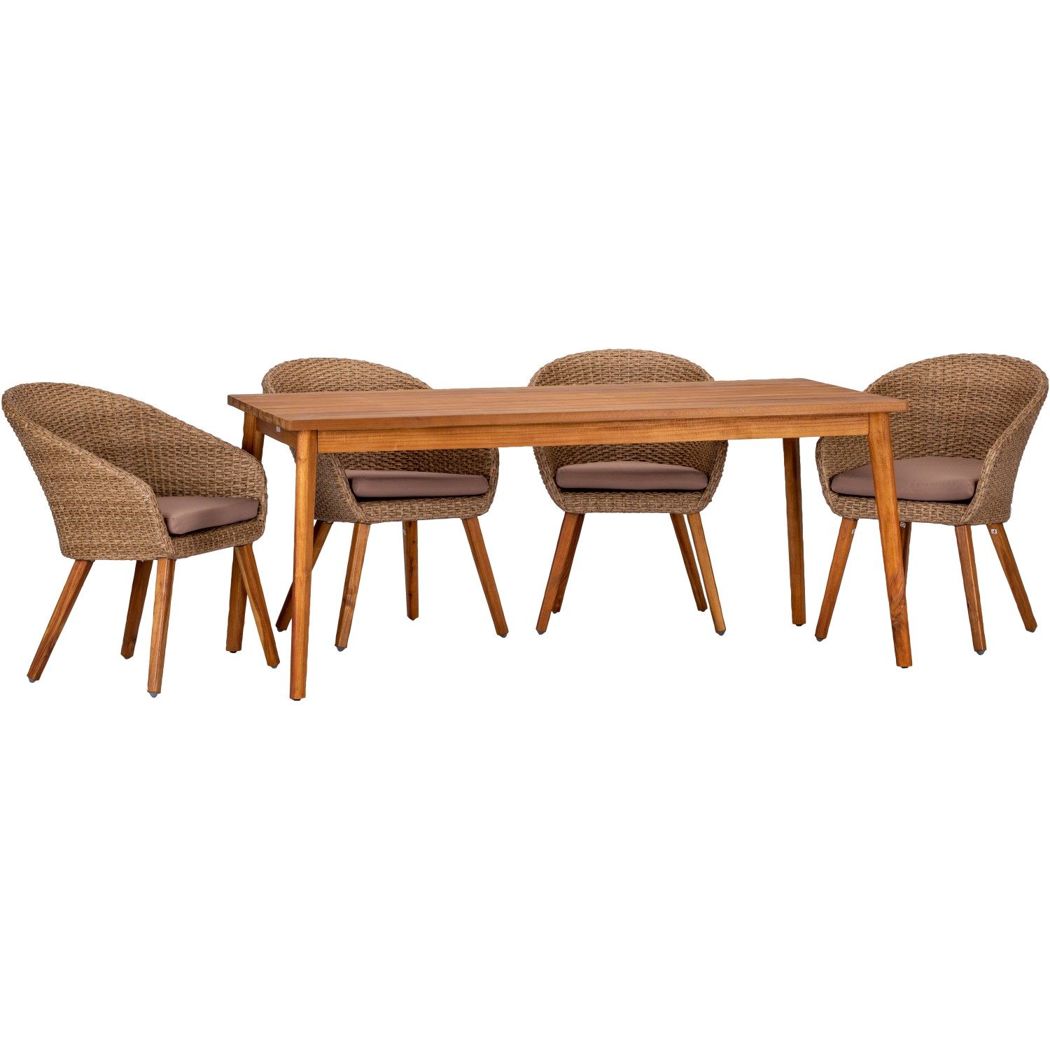 Acamp Set 4x Armsessel Atacama 1x Tisch Atacama 180 cm x 90 cm Teak günstig online kaufen