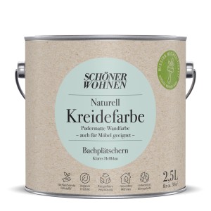 Schöner Wohnen Kreidefarbe Bachplätschern, 2,5 l Dose. Pudermatte, helle Wandfarbe für Innen.