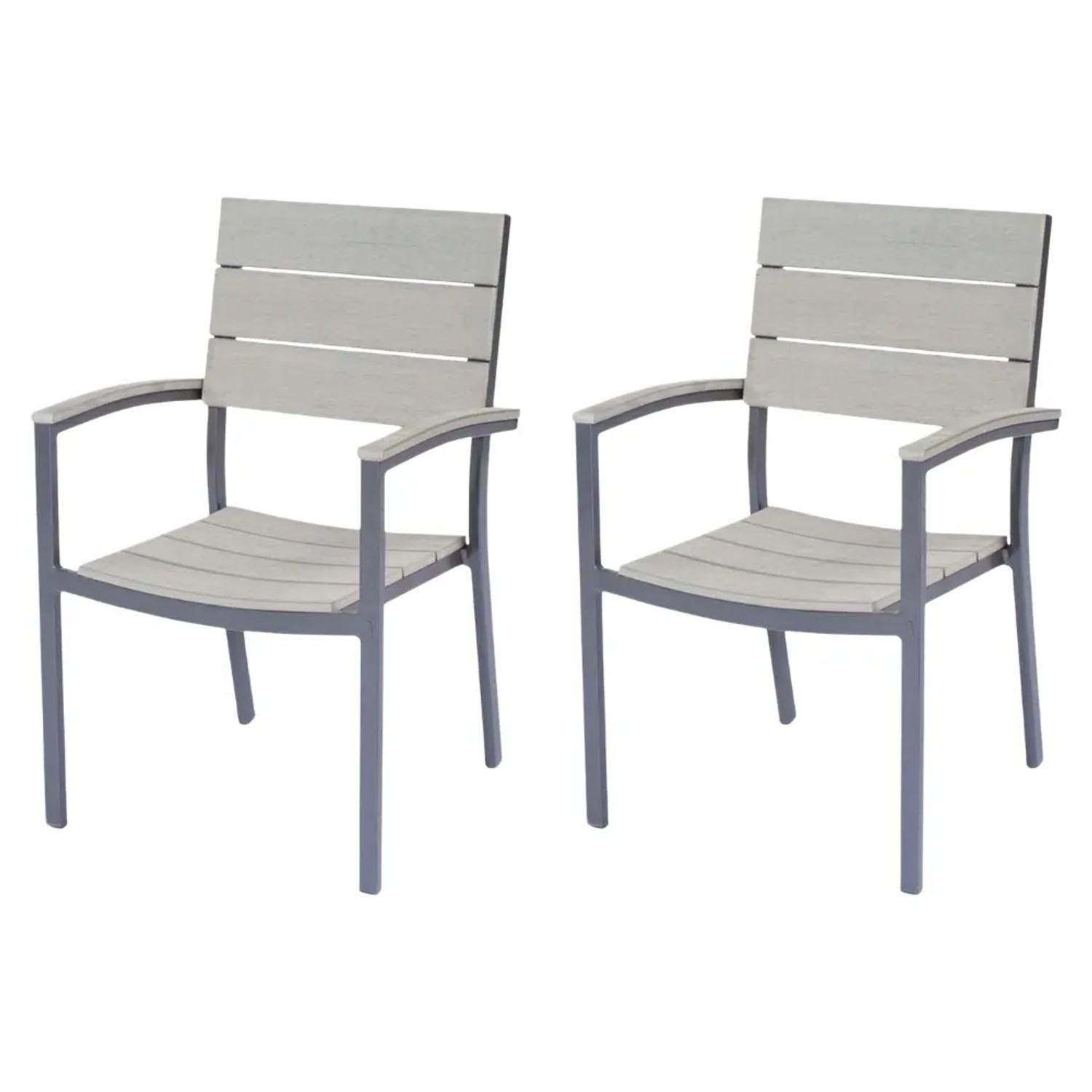 DELUKE Gartenstuhl 2er Set MIRA Kunststoff Anthrazit Stapelstuhl Wetterfest Gartenstühle Outdoor Essstühle