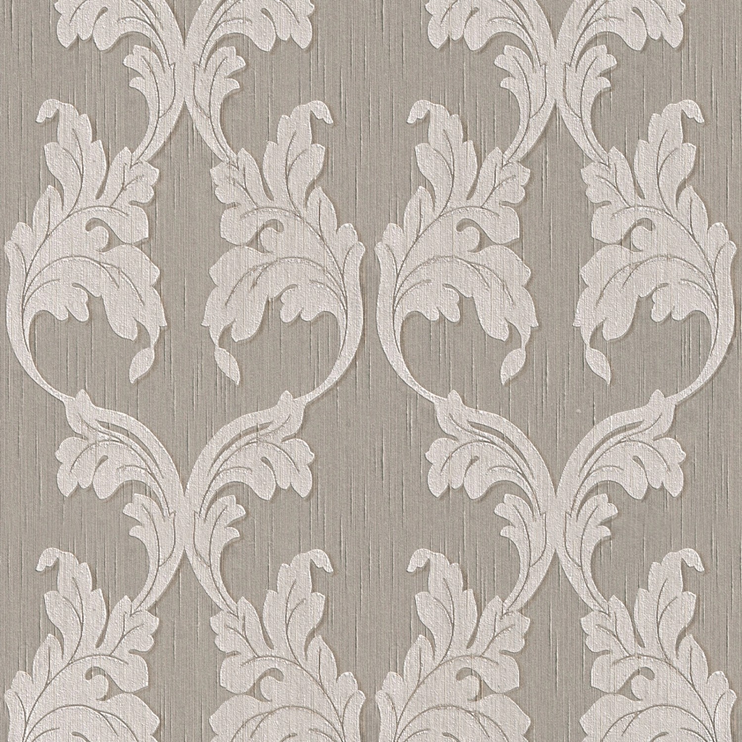 Bricoflor Gründerzeit Tapete Silber Grau Textil Vliestapete mit Blätter Muster in Hellgrau Elegant Vlies Textiltapete mi