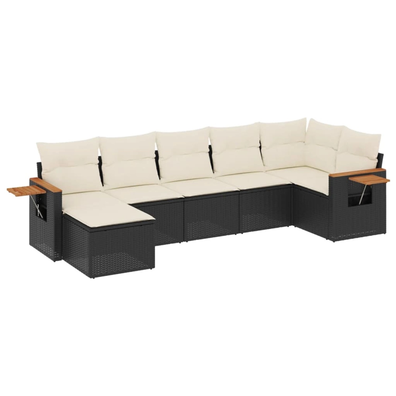 vidaXL 7-Tlg Garten-Sofagarnitur mit Kissen Schwarz Poly Rattan 3227029 günstig online kaufen