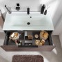 Fackelmann Waschtisch-Set B.Paris mit Glasbecken, 90,5 cm, Schwarz Matt und Rigoletto Eiche Dekor.