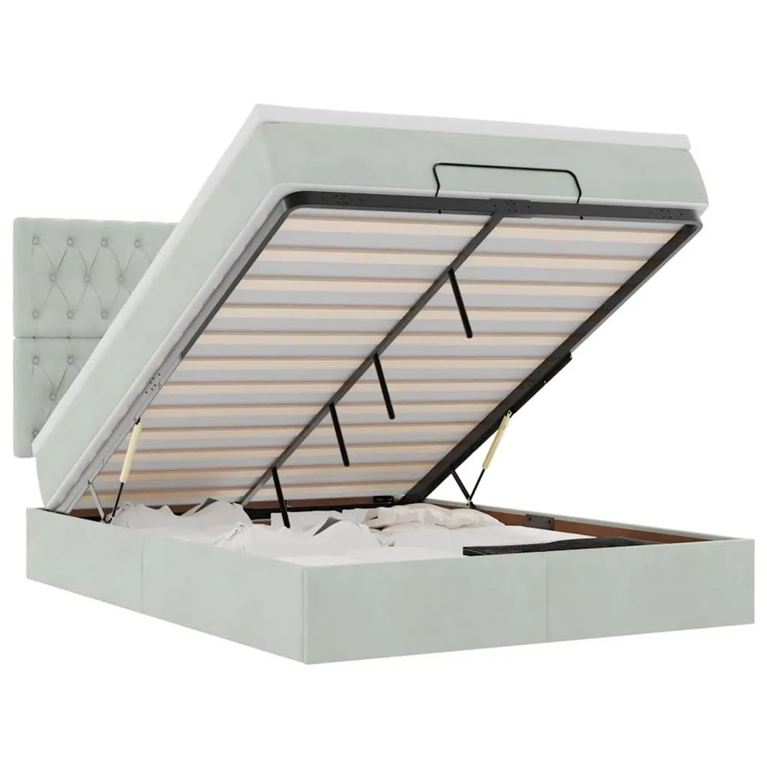 vidaXL Ottoman-Bett mit Matratzen & LEDs Hellgrau 140x190 cm Samt 3314390