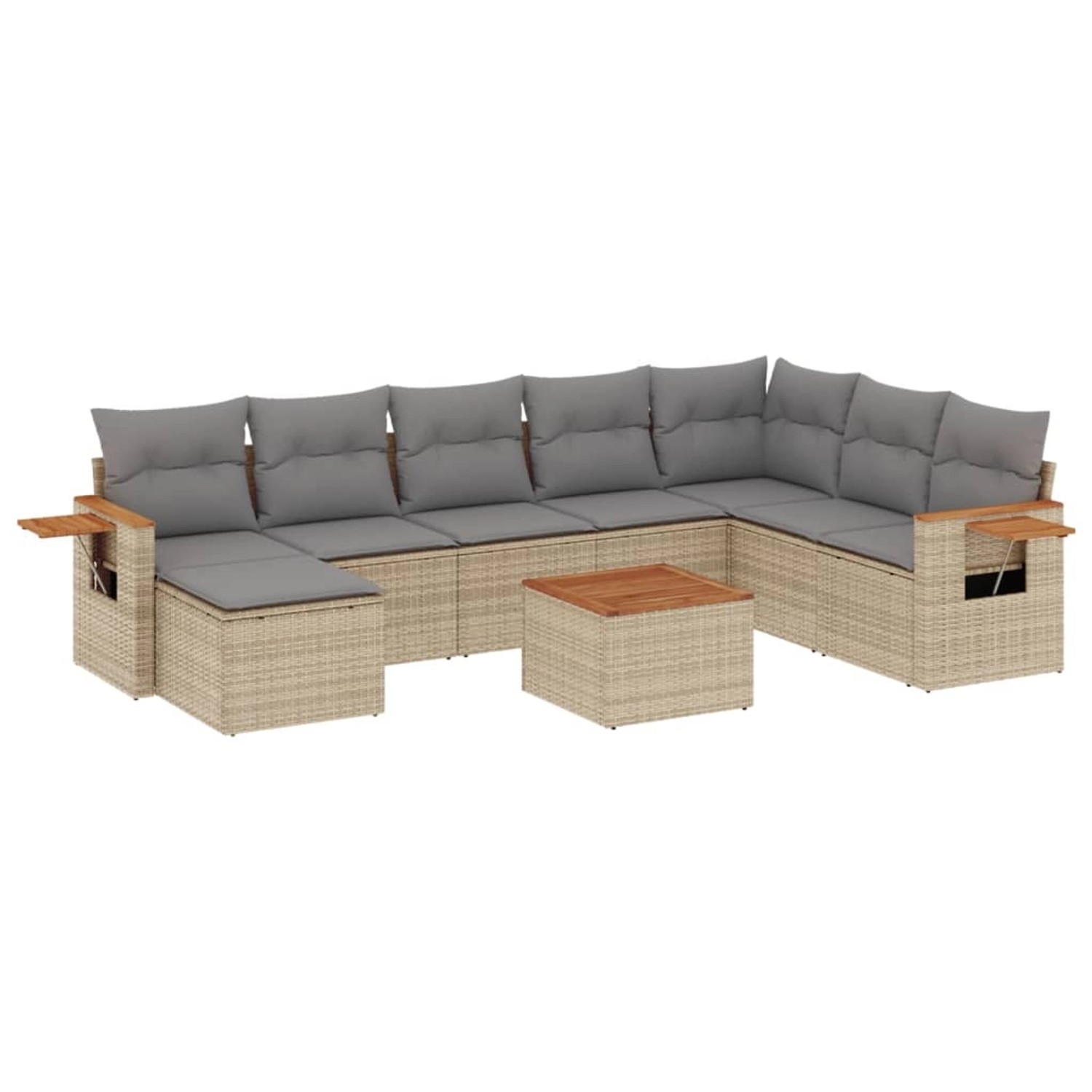 vidaXL 9-Tlg Garten-Sofagarnitur mit Kissen Beige Poly Rattan 3227095 günstig online kaufen