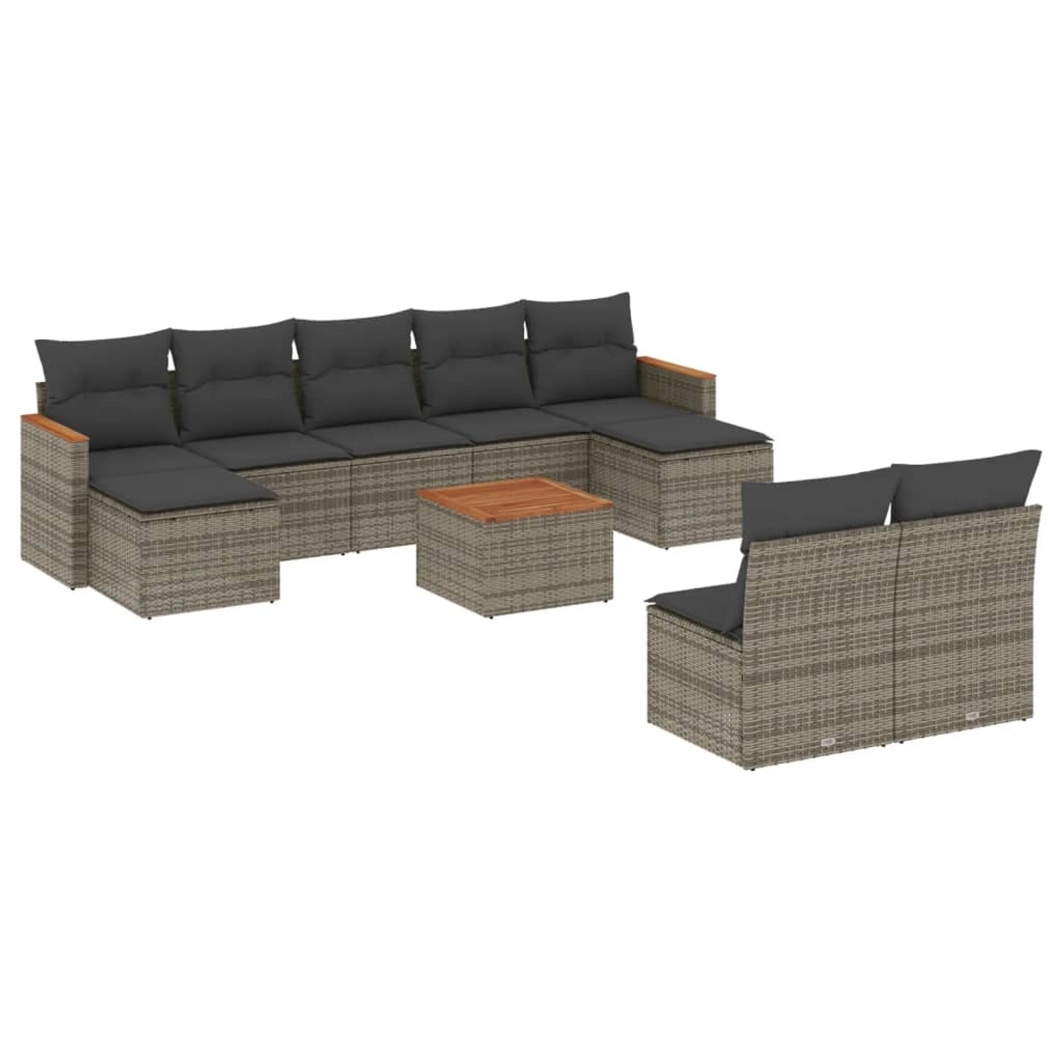 vidaXL 10-Tlg Garten-Sofagarnitur mit Kissen Grau Poly Rattan 3226382 günstig online kaufen