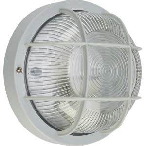 Graue Kellerleuchte, rund, 18,5 cm, mit Schutzkorb und Strukturglas.