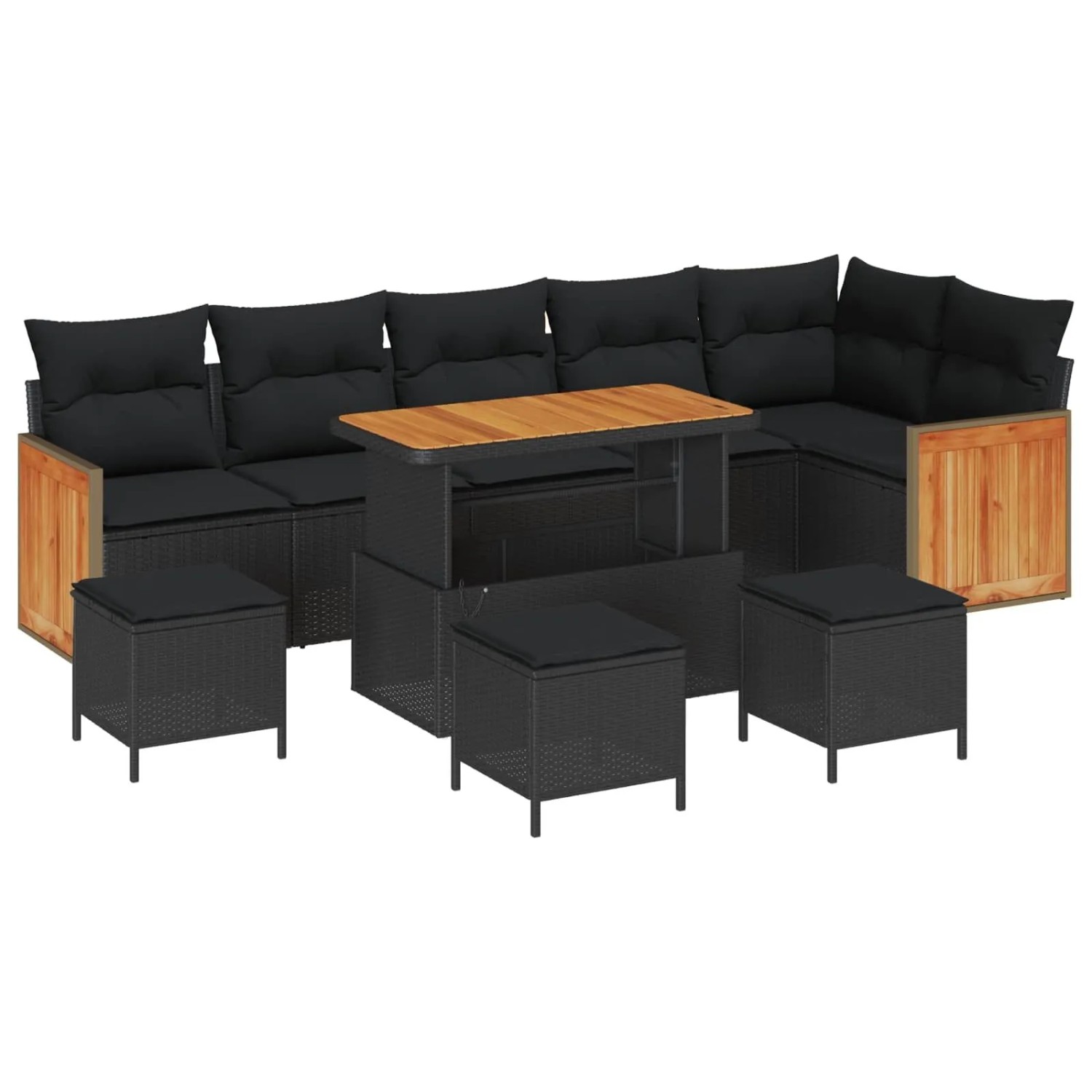 vidaXL Gartensofa-Set mit Kissen 12 Stk Schwarz Poly-Rattan 3365279 günstig online kaufen