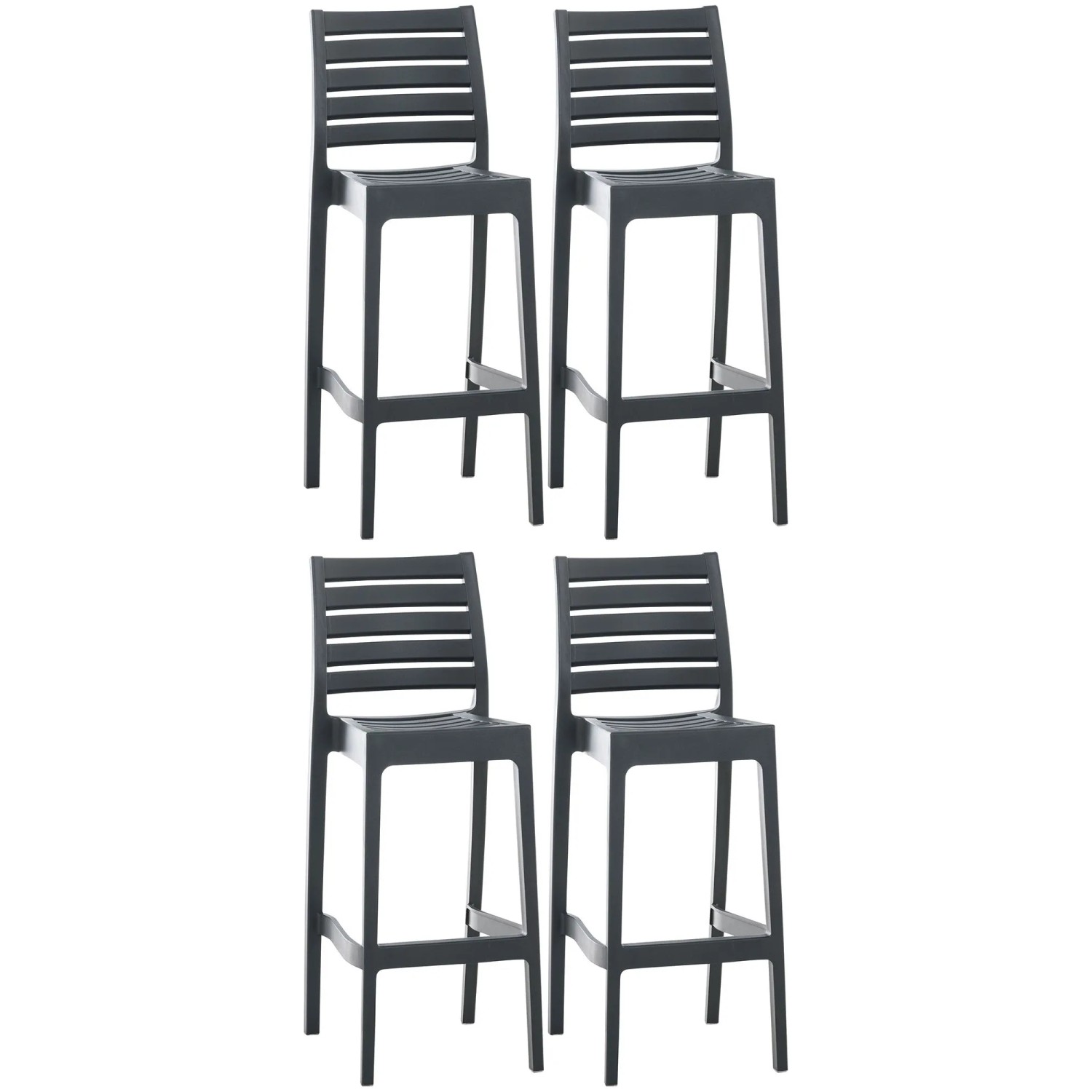 DELUKE 4er Set Barhocker TURAM Kunststoff Dunkelgrau 45x51x105cm Barstuhl Mit Lehne Tresenhocker Tresenstuhl