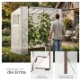 Tectake Foliengewächshaus Anton transparent im Garten, Mann pflegt Gurken. Wetterfest, UV-beständig, mit Rolltür & Fenster.