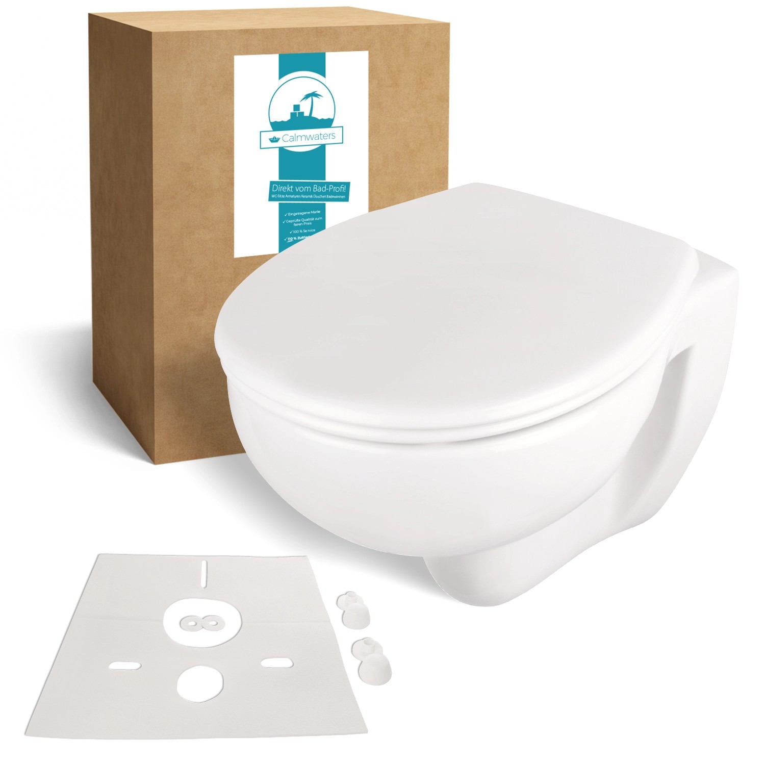 Calmwaters Hänge WC Premium Spülrandlos Set WC-Sitz Schallschutz 08AB3131