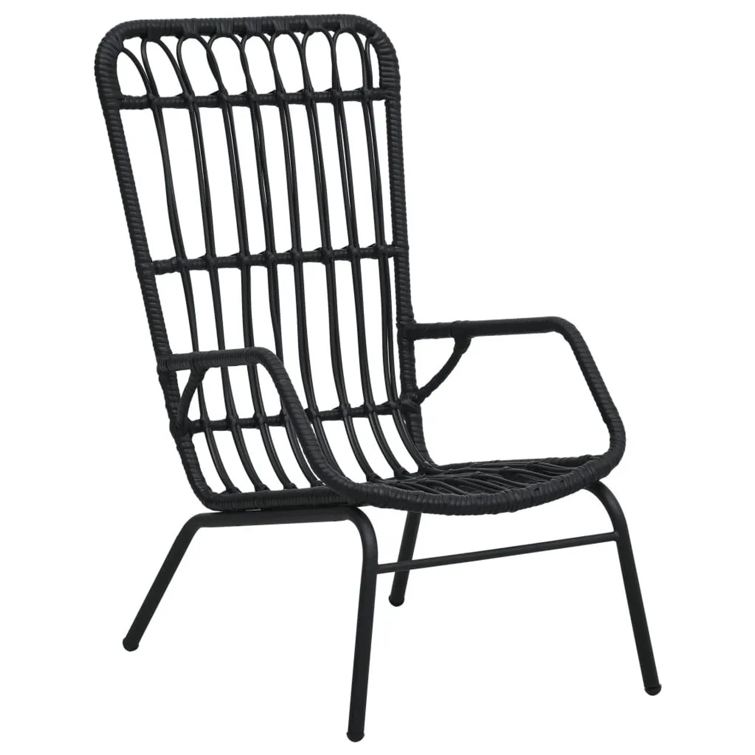 Furnicato Gartenstuhl Poly Rattan Schwarz