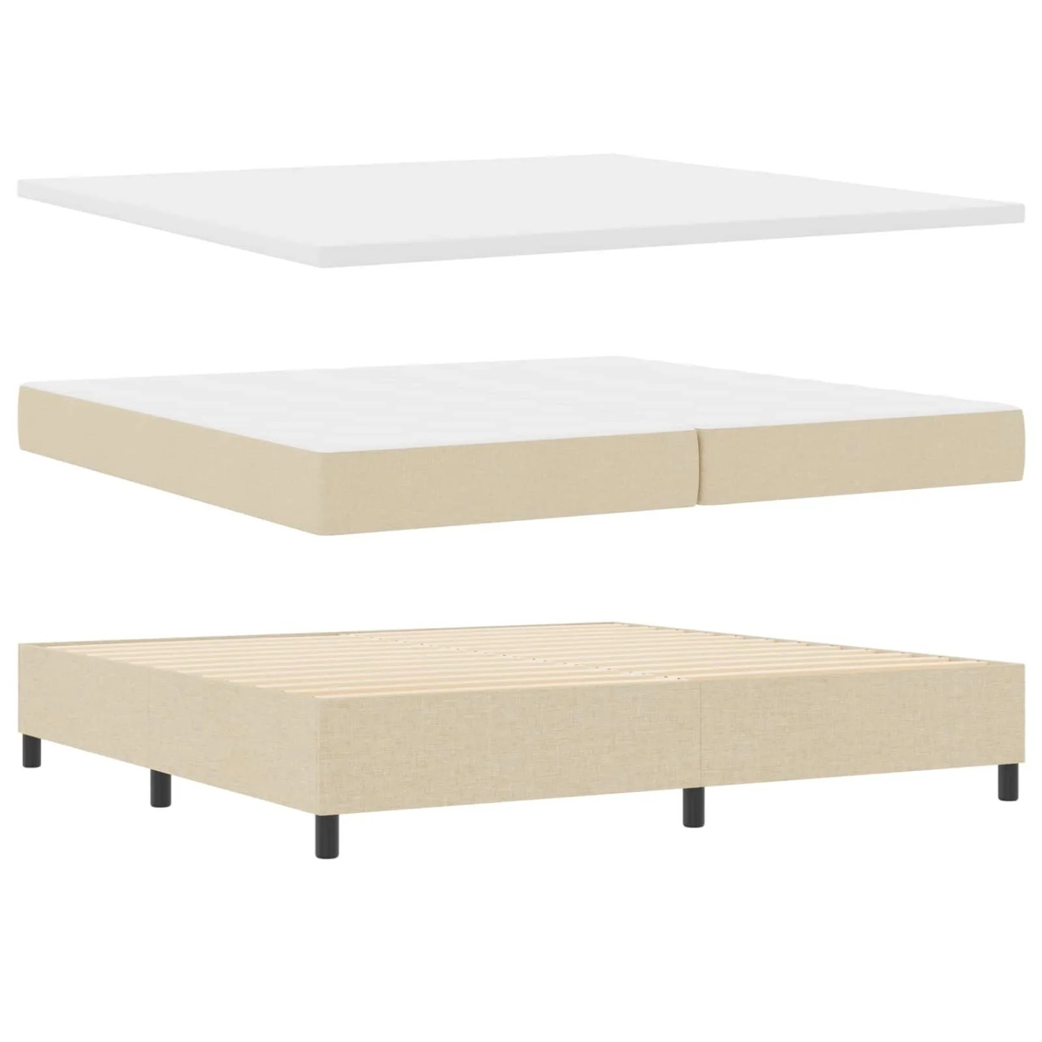 vidaXL Boxspringbett mit Matratze Creme 200 x 200 cm Stoff 3342821