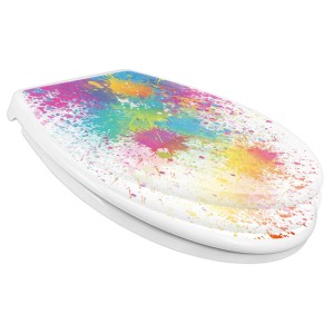 Banjado Familien WC-Sitz mit Absenkautomatik und Farbspritzer-Motiv.