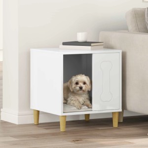 vidaXL Hundehütte Glänzend Weiß 44 x 42 x 49 cm Holzwerkstoff 8000702