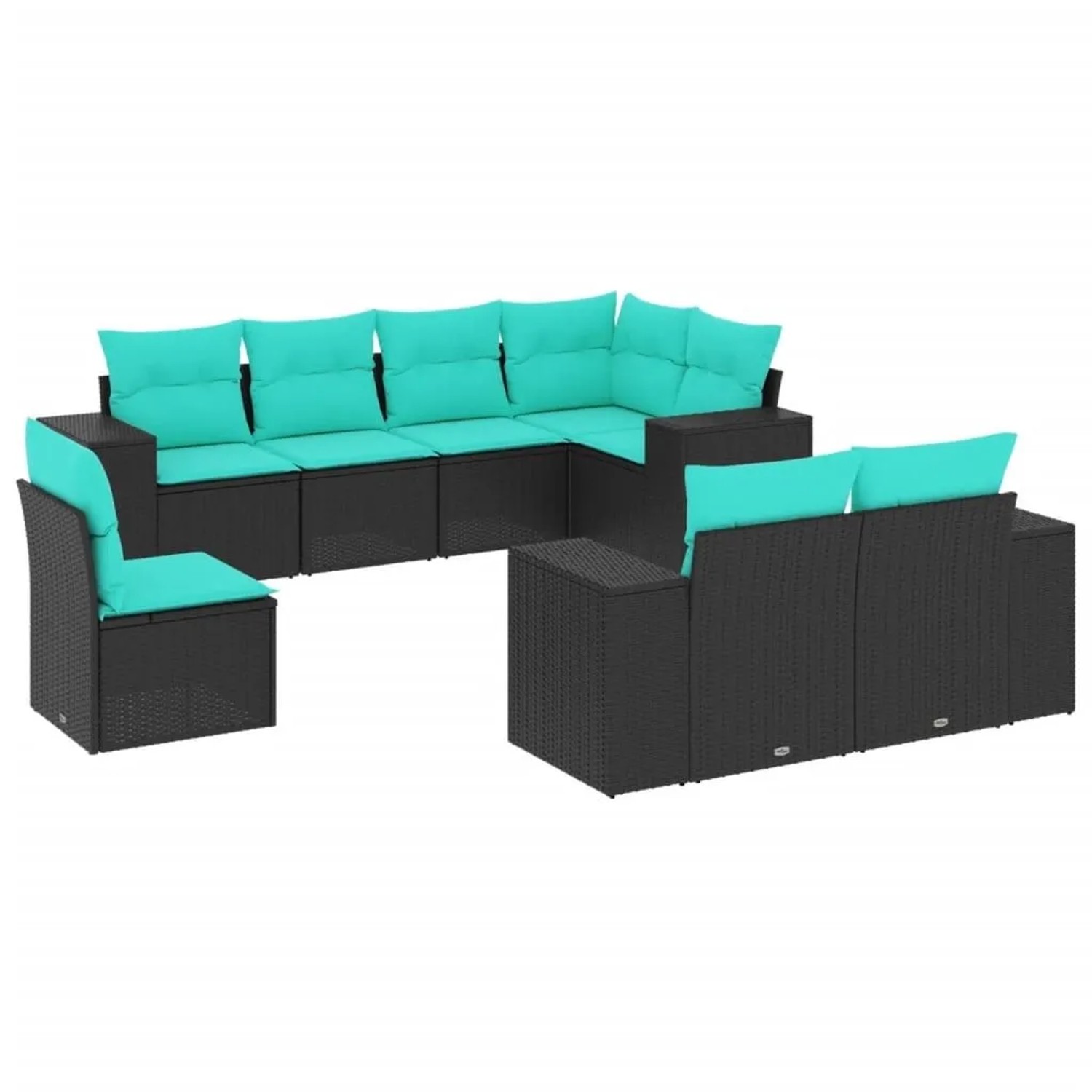 vidaXL 8-Tlg Gartensofa-Set mit Kissen Schwarz Polyrattan 3222836 günstig online kaufen
