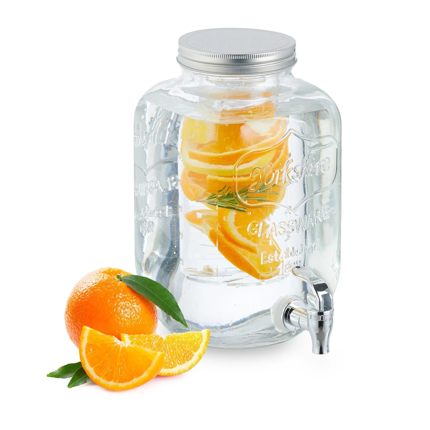 Relaxdays Getränkespender Glas Transparent mit Einsatz 5 Liter