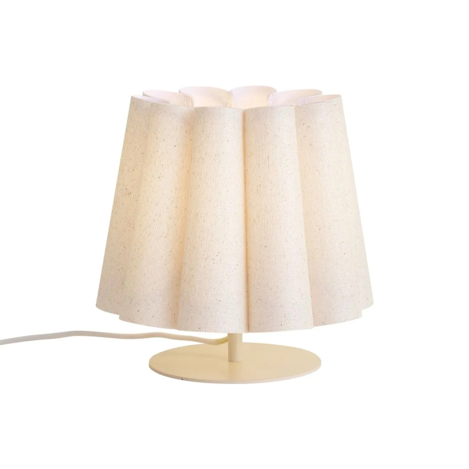QAZQA Japandi Tischleuchte Beige mit STOffschirm 22cm Jenni