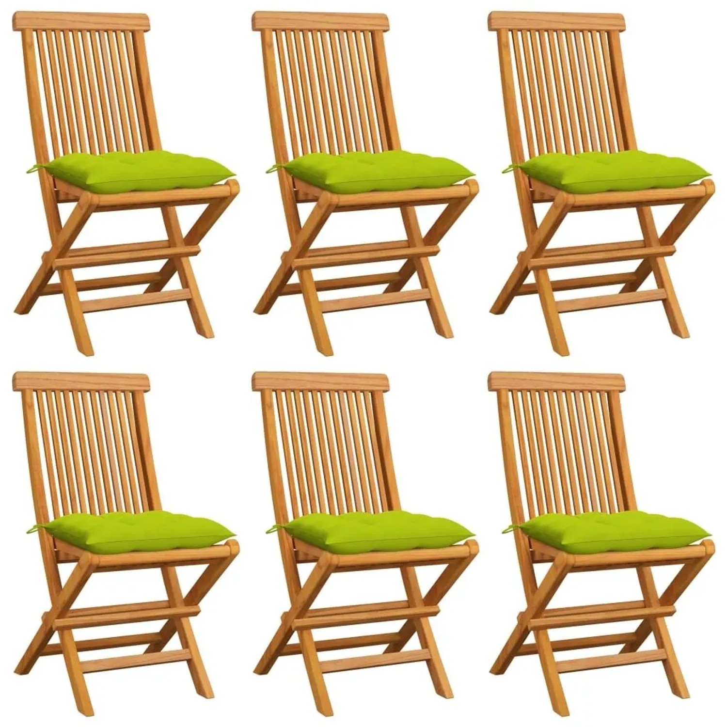 vidaXL Gartenstühle mit Hellgrünen Kissen 6 Stk Massivholz Teak 3065616 günstig online kaufen