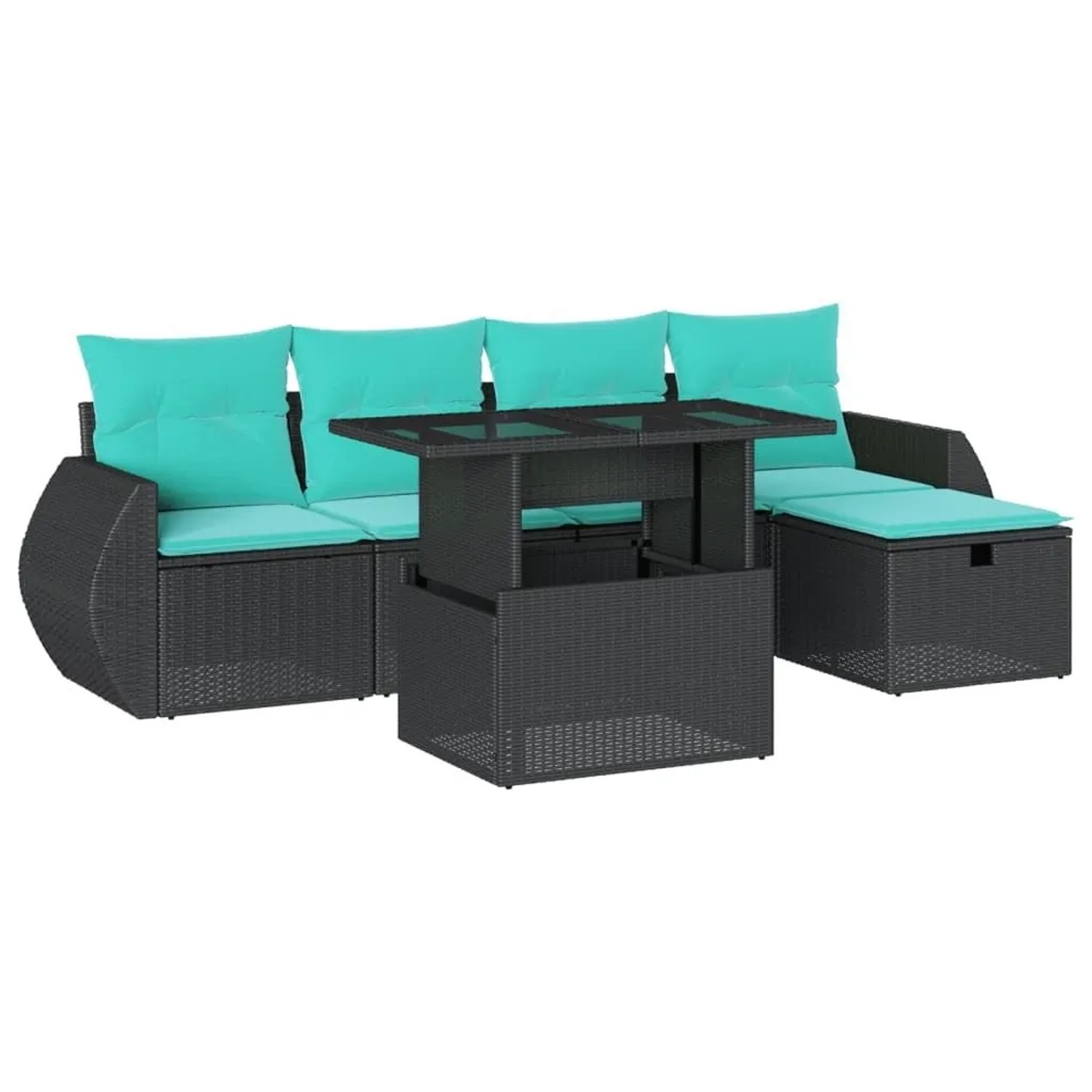 vidaXL 6-Tlg Gartensofa-Set mit Kissen Schwarz Polyrattan 3275127 günstig online kaufen