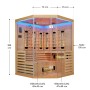 Artsauna Infrarotkabine Kiruna 150 aus Hemlockholz mit Dual Technologie und LED-Beleuchtung.
