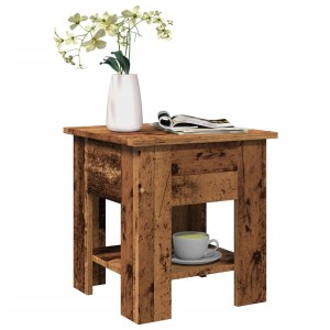 vidaXL Couchtisch im Altholz-Design, 40x40x42 cm, aus Holzwerkstoff mit Ablage.