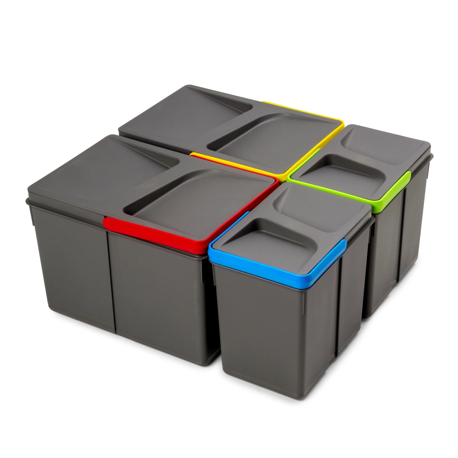 Emuca Lot Abfallbehälter für Küchenschublade Höhe 216 mm 1 x 12 L 2 x 6 L Kunststoff Anthrazitgrau